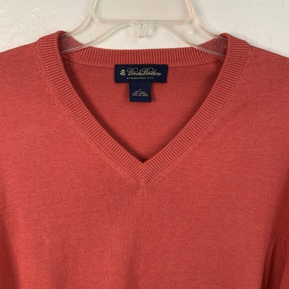 Brooks Brothers Sweater Mens Medium Silk Cotton Blend V-Neck Pullover Soft - Picture 4 of 9